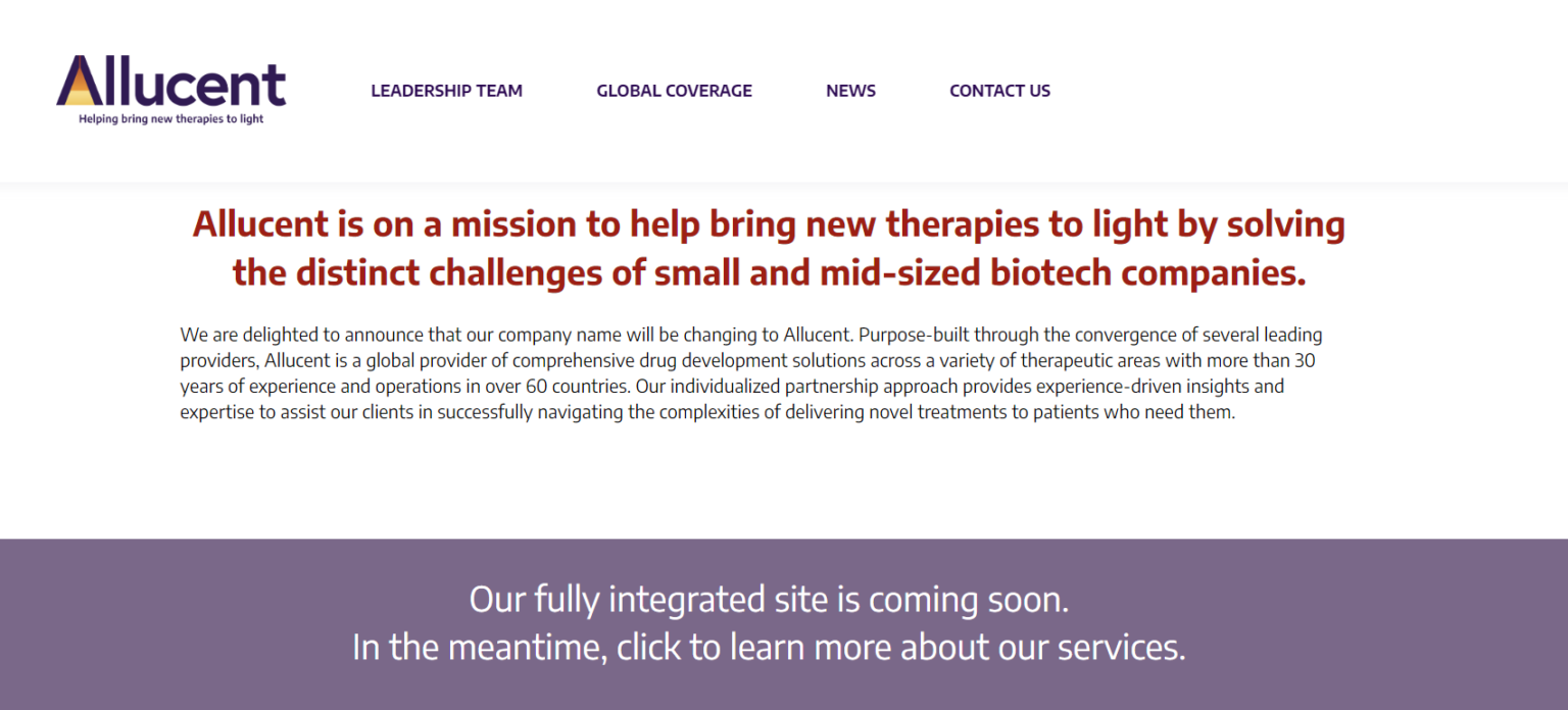 Global Biopharmaceutical Services Leader CATO SMS Rebrands to Allucent