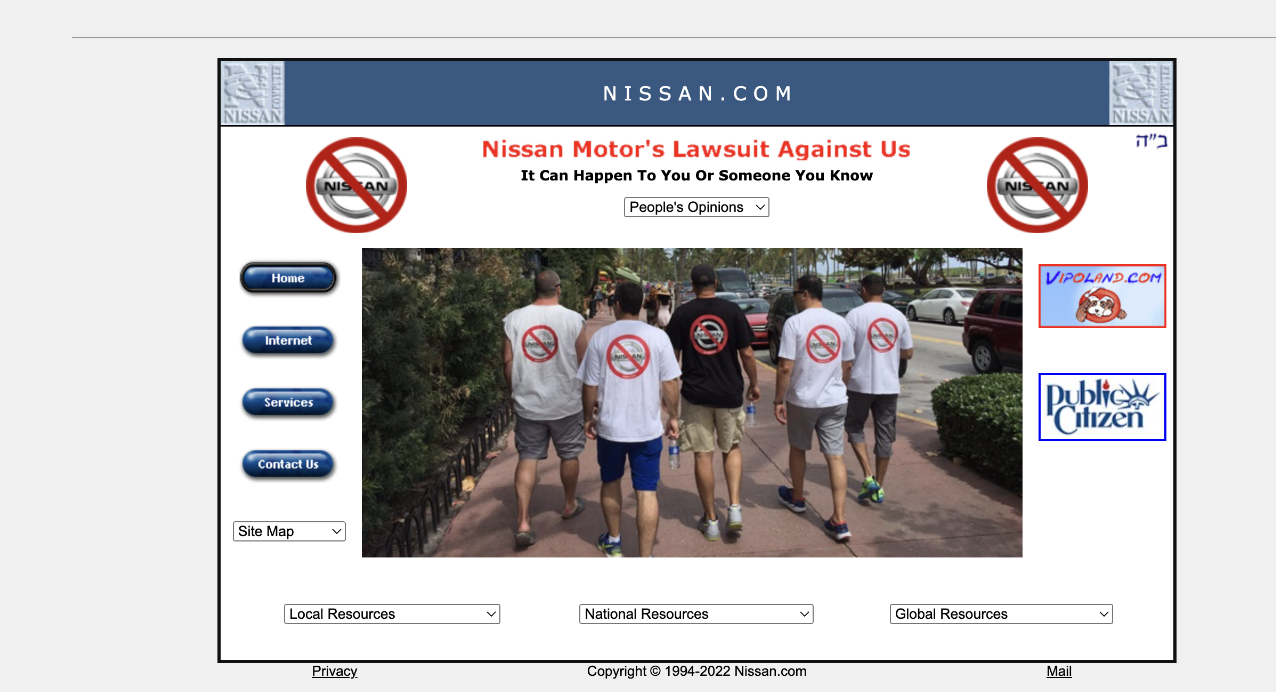 Uzi Nissan, Nissan Computer Corporation, Nissan.com, case